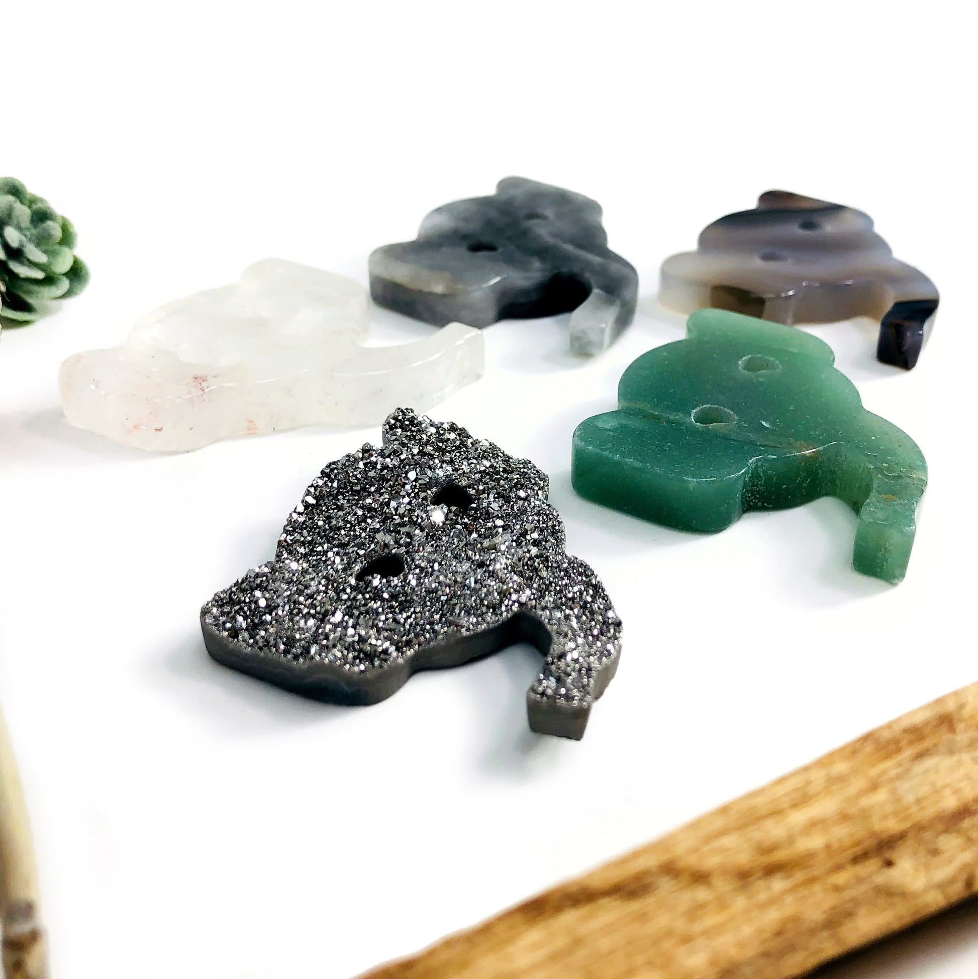 Elephant Gemstone Cabochons side angle
