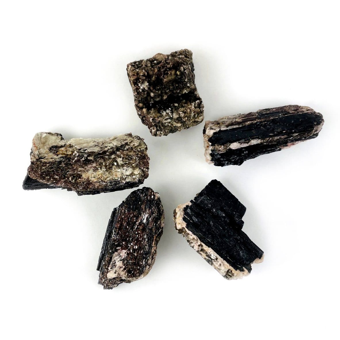 Black Tourmaline Chunk- Large  - in a circle on a table