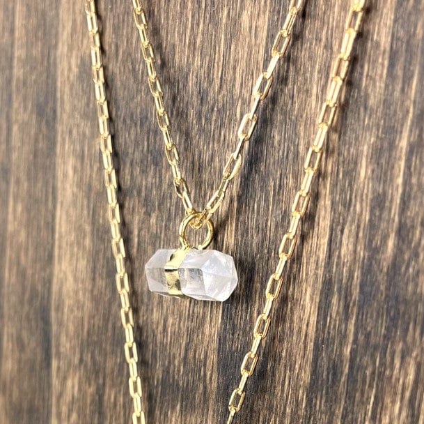 Crystal Point Necklace up close of the double terminated point