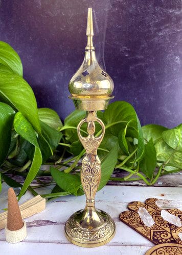 Brass Incense Holder Bruner Statue of a Woman with lid