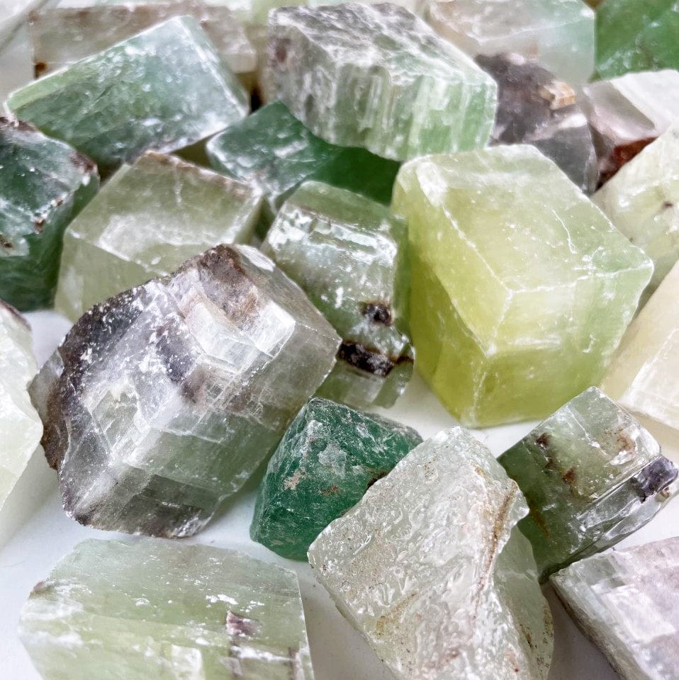 Green Calcite Stones assorted to show variation
