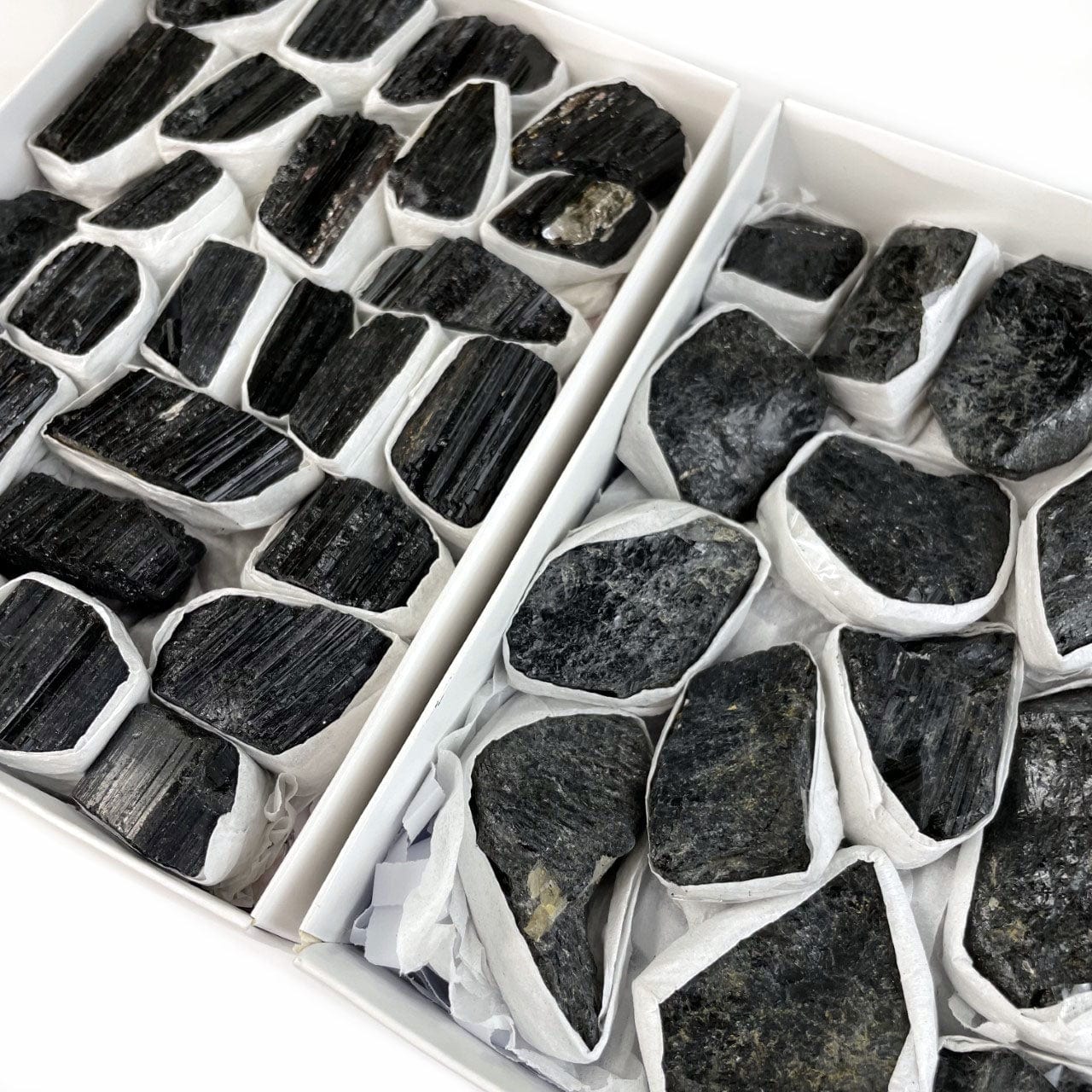 Raw Black Tourmaline Full Flat Box side view
