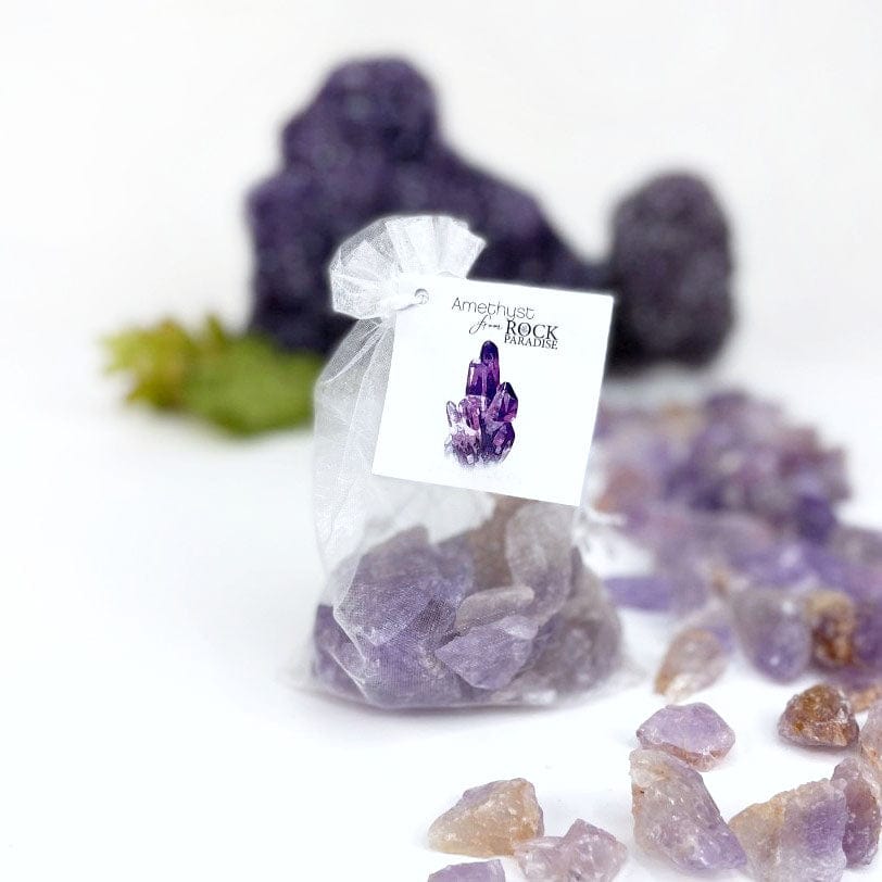 Amethyst Stones - Tied & Tagged in an Organza Bag