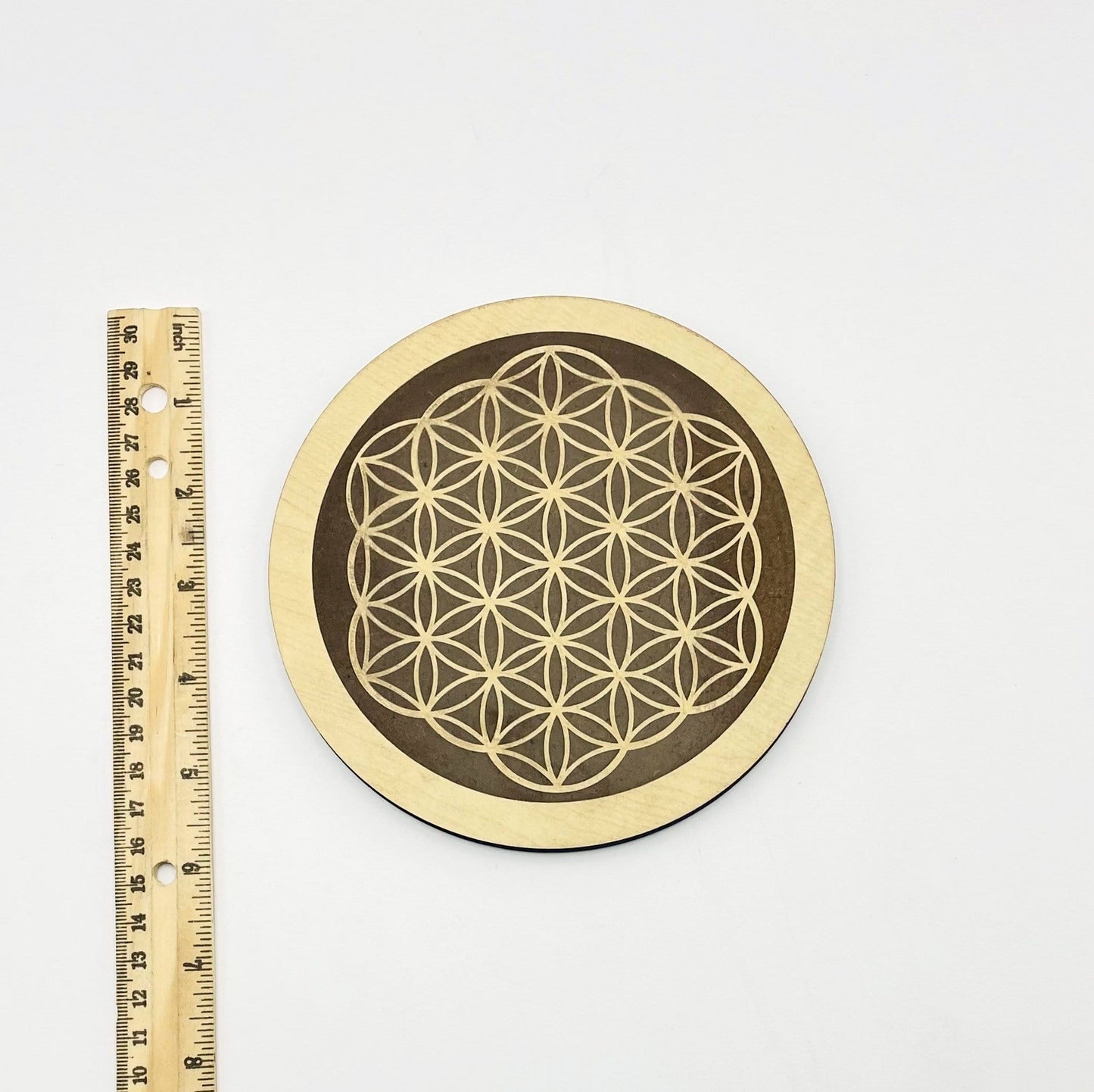 crystal grid next to a ruler