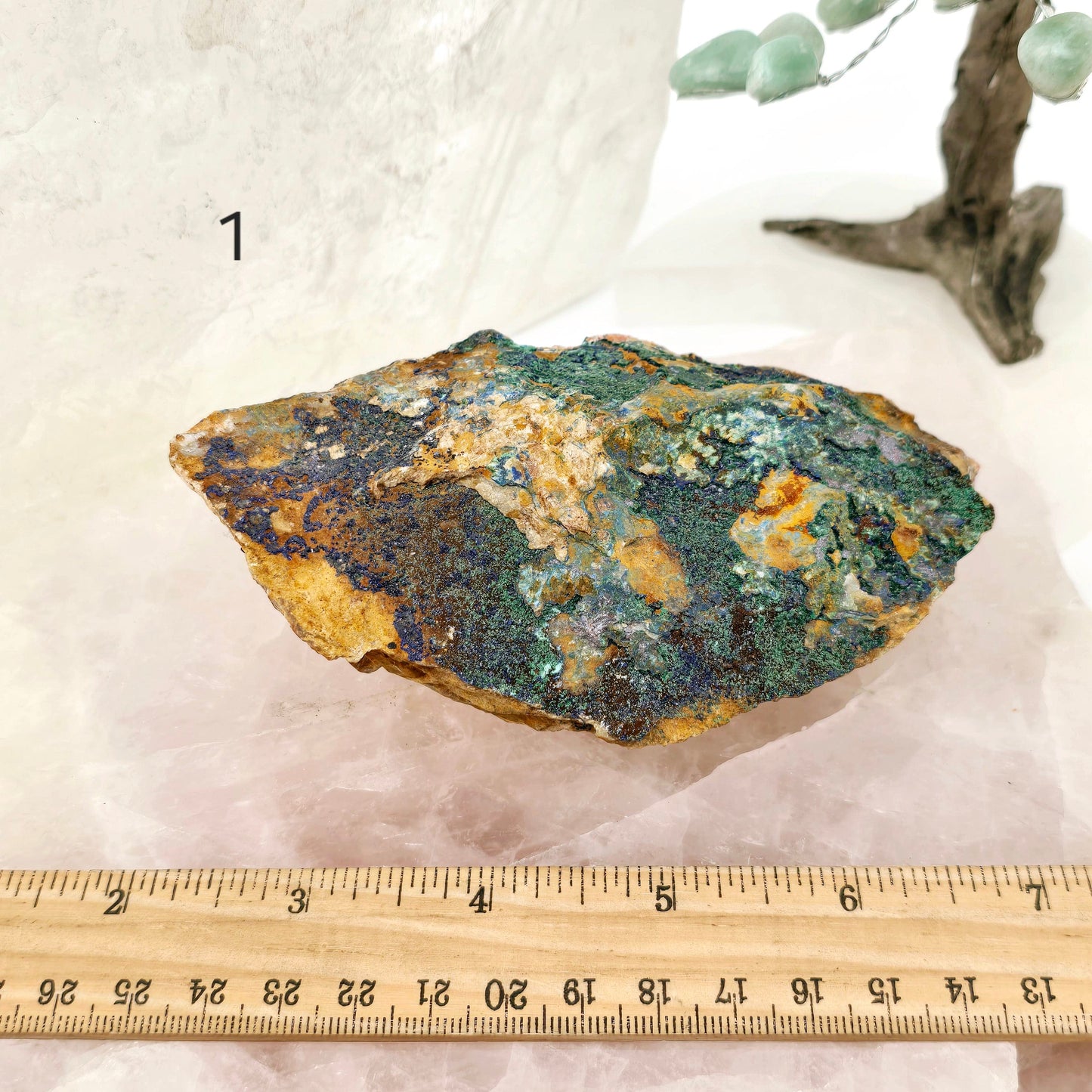 Azurite with Malachite Crystals on Matrix - You Choose #1 variant 1 labeled with ruler for size reference
