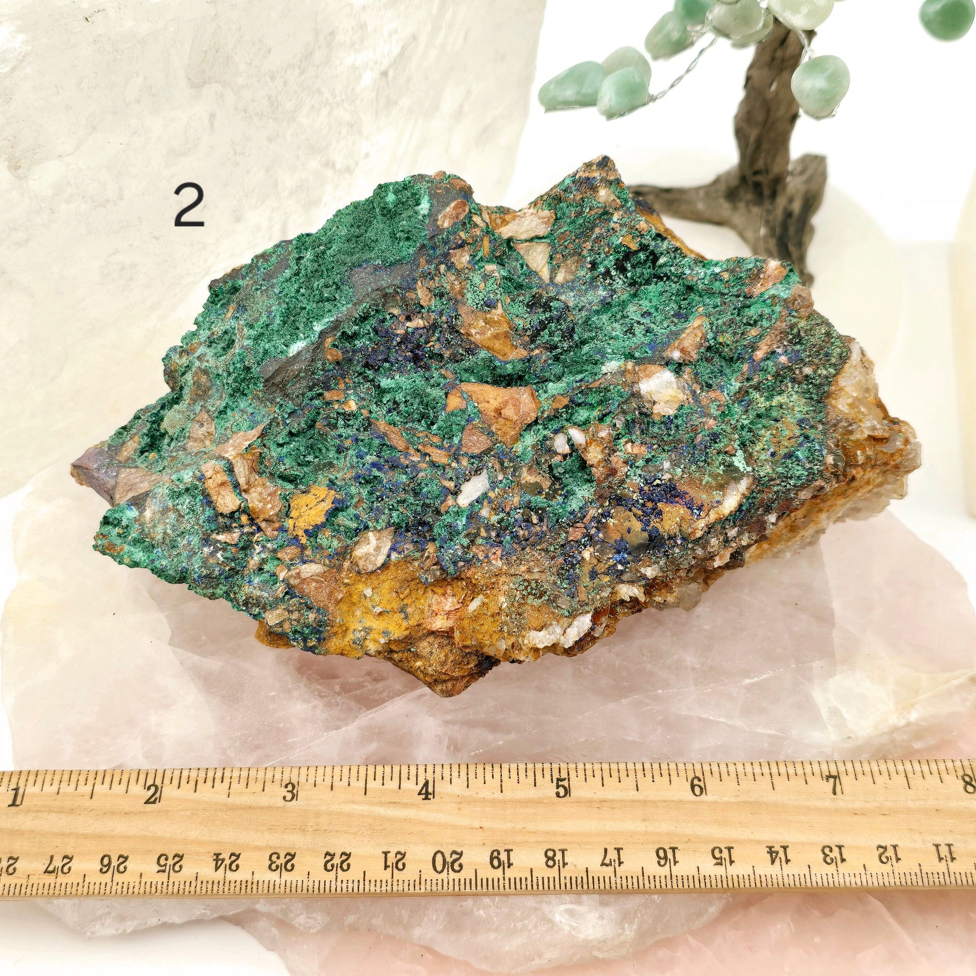 Azurite with Malachite Crystals on Matrix - You Choose #1 variant 2 labeled with ruler for size reference