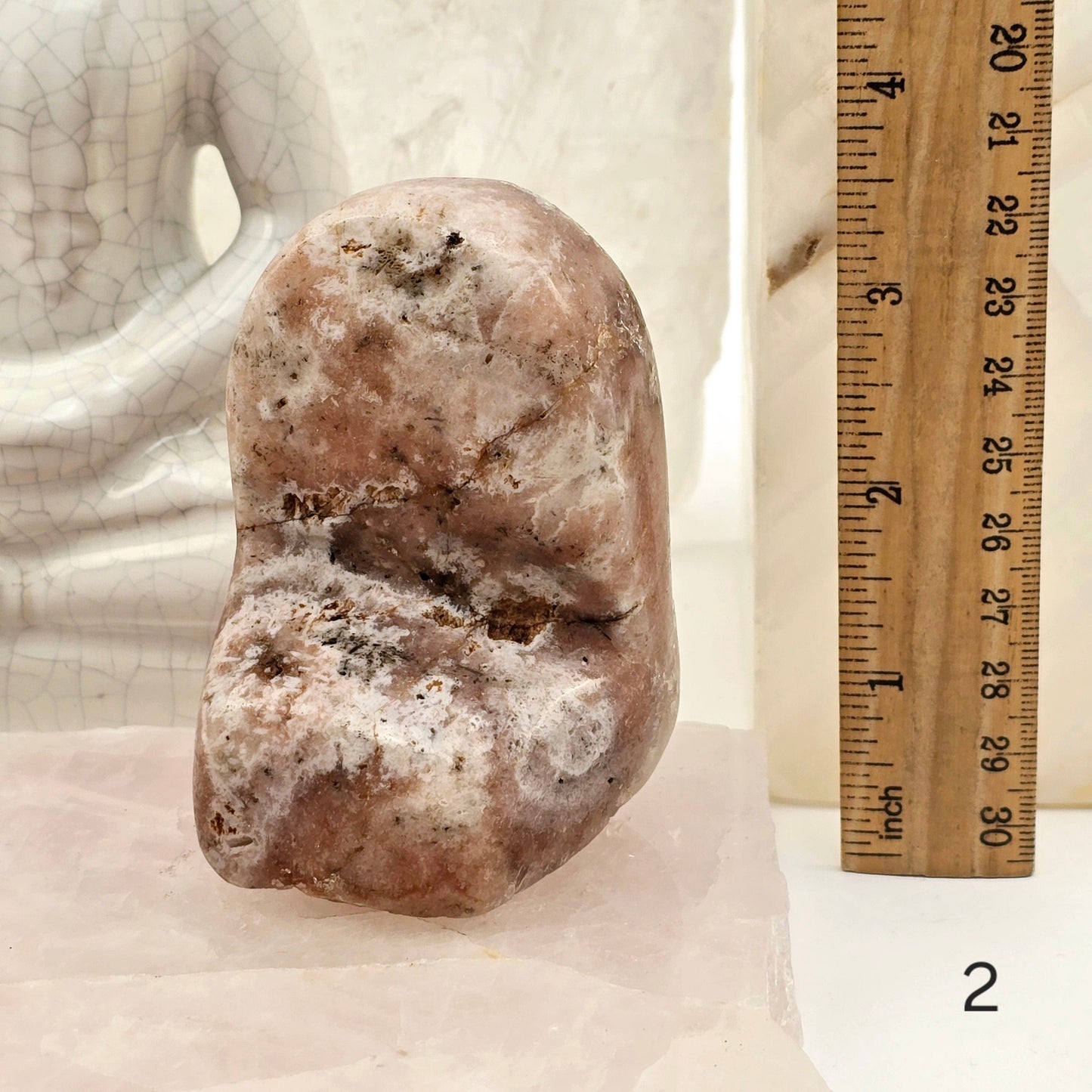 Pink Amethyst Polished Crystal Freeform - You Choose #1 variant 2 labeled with ruler for size reference