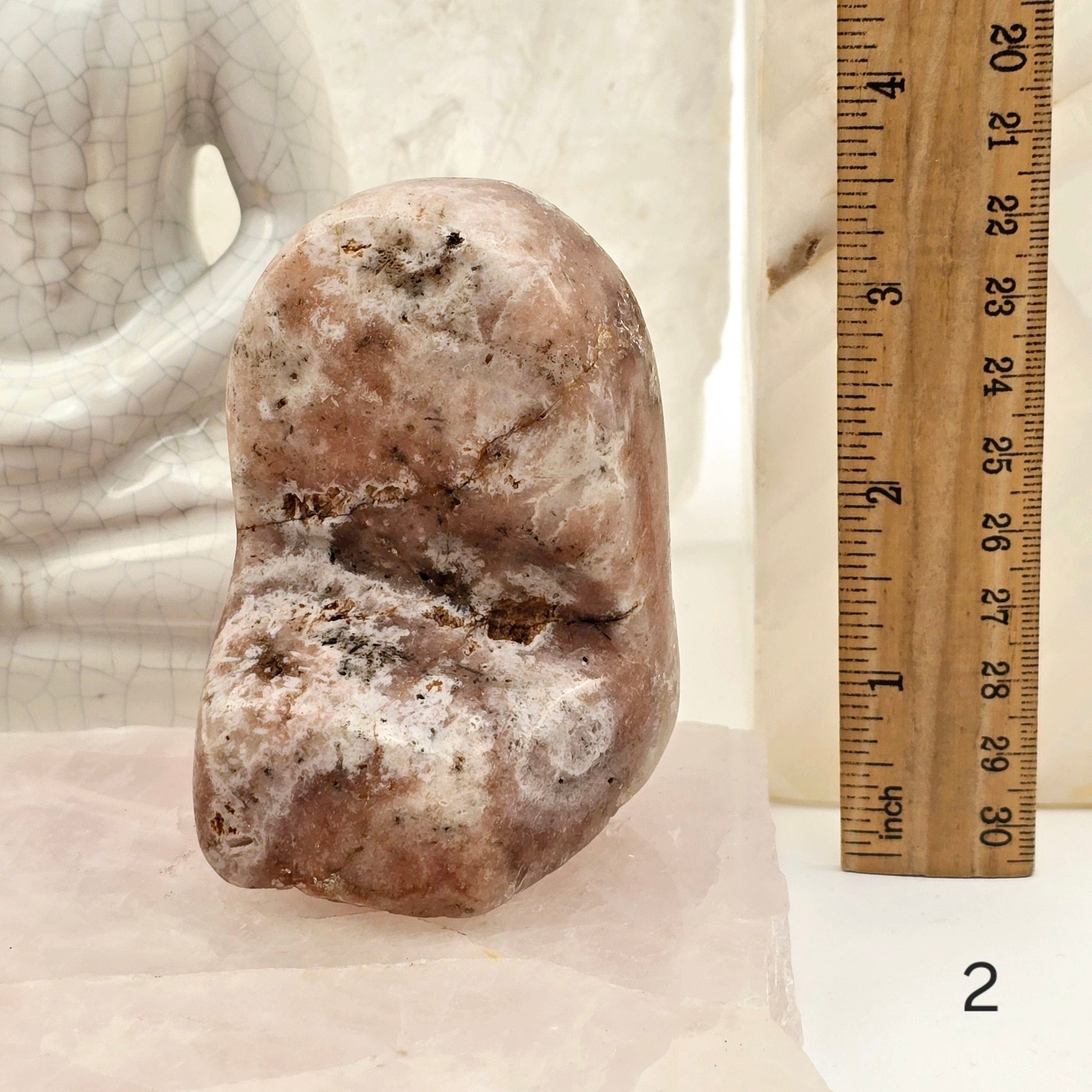 Pink Amethyst Polished Crystal Freeform - You Choose #1 variant 2 labeled with ruler for size reference