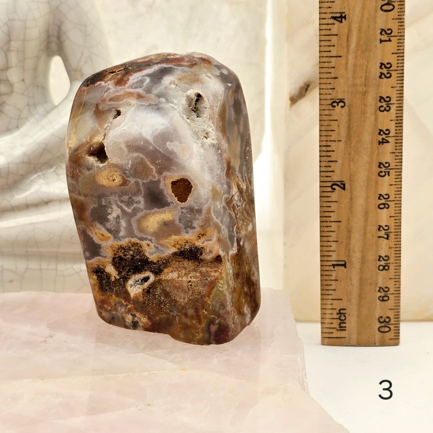 Pink Amethyst Polished Crystal Freeform - You Choose #1 variant 3 labeled with ruler for size reference
