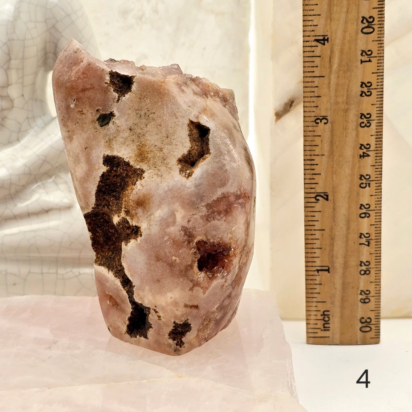 Pink Amethyst Polished Crystal Freeform - You Choose #1 variant 4 labeled with ruler for size reference