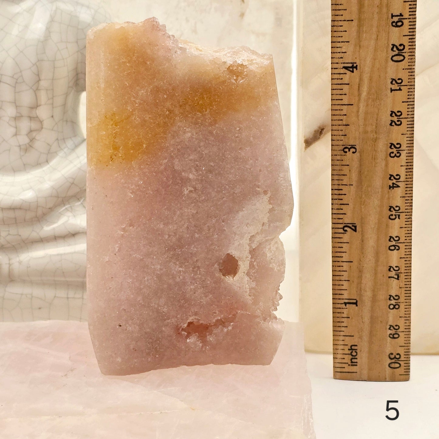 Pink Amethyst Polished Crystal Freeform - You Choose #1 variant 5 labeled with ruler for size reference