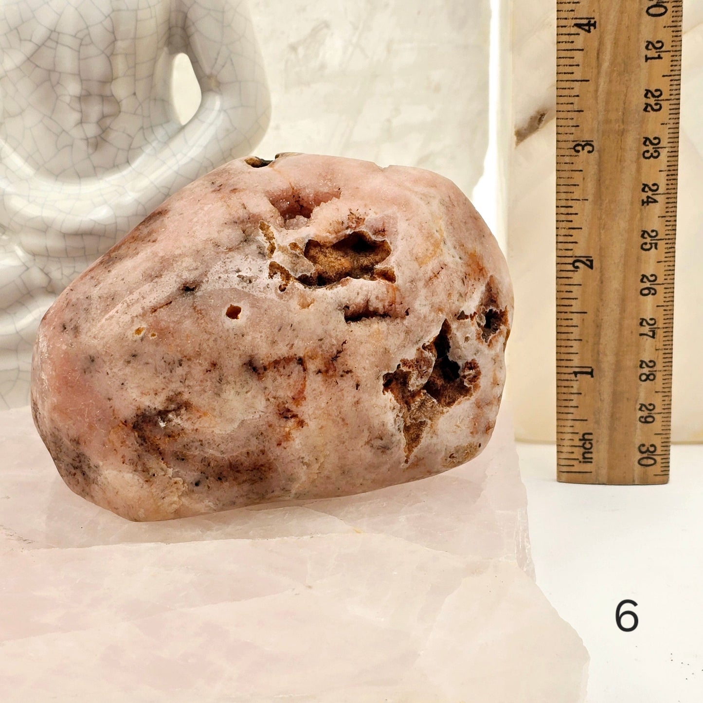 Pink Amethyst Polished Crystal Freeform - You Choose #1 variant 6 labeled with ruler for size reference