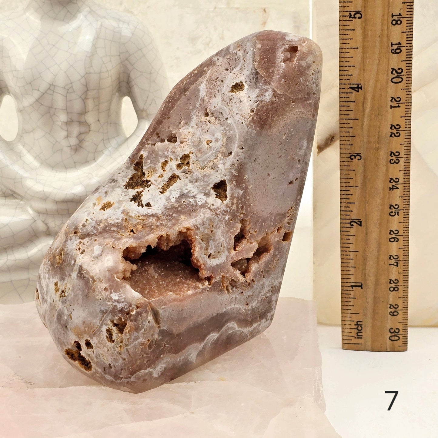 Pink Amethyst Polished Crystal Freeform - You Choose #1 variant 7 labeled with ruler for size reference