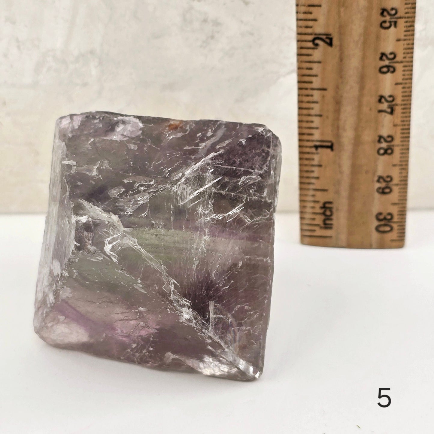 Fluorite Large Crystal Octahedrons - You Choose #1 variant 5 labeled with ruler for size reference