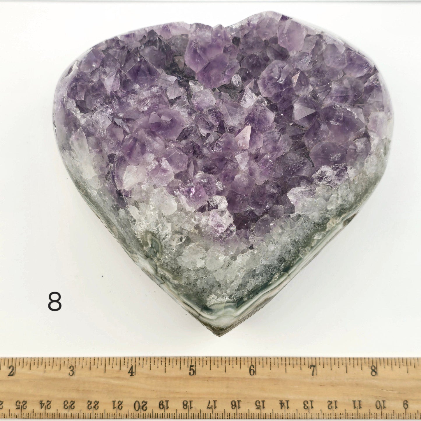 Amethyst Crystal Heart - You Choose #1 variant 8 labeled with ruler for size reference