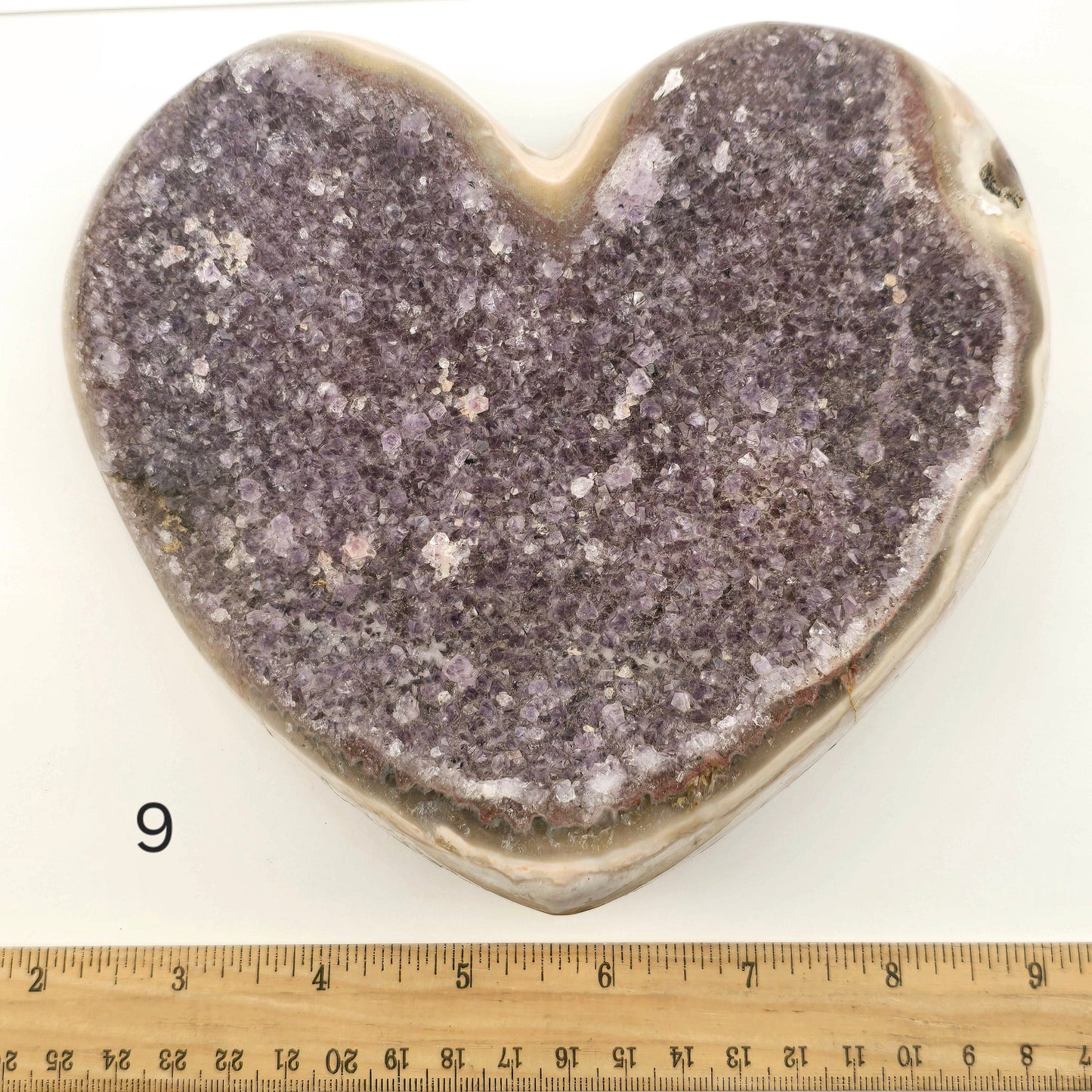 Amethyst Crystal Heart - You Choose #1 variant 9 labeled with ruler for size reference