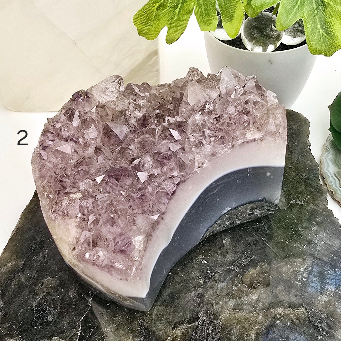 Agate Amethyst Polished Crystal Moon - You Choose variant 2 labeled