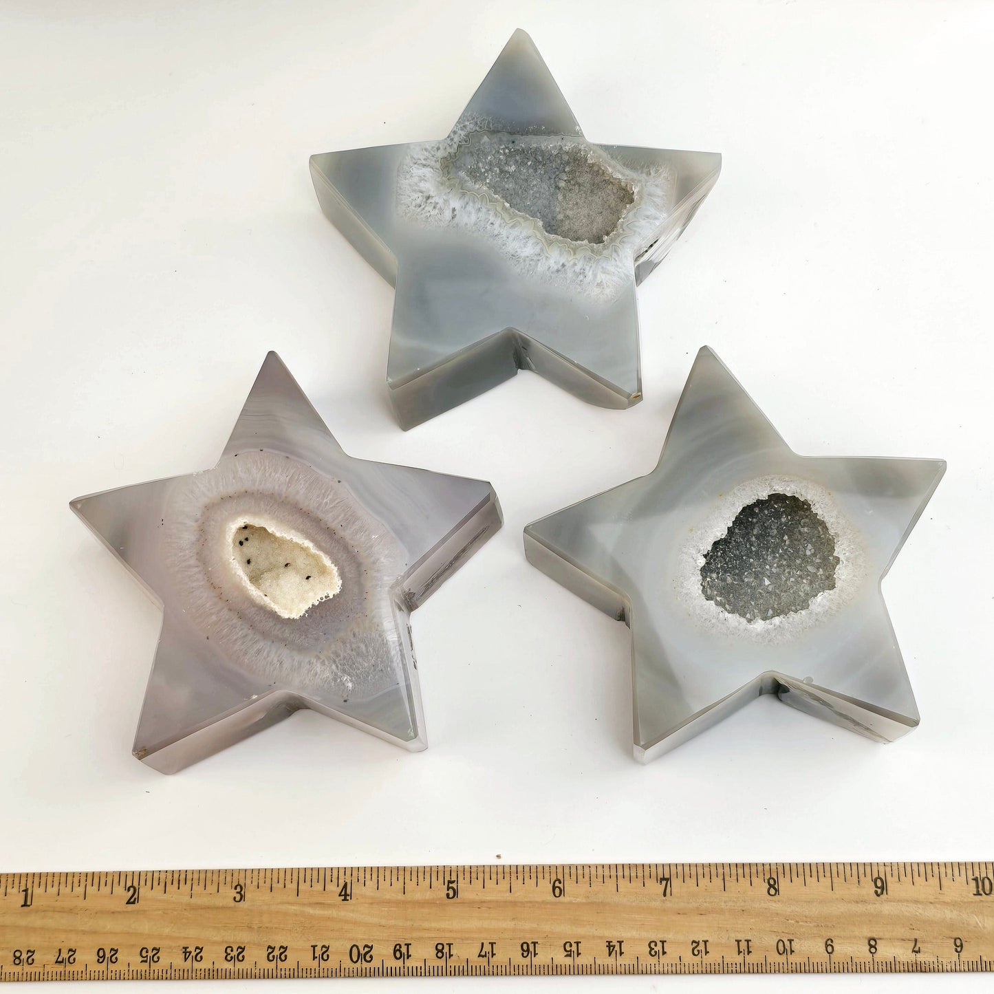 Natural Agate Druzy Crystal Star - You Choose all variants with ruler for size reference