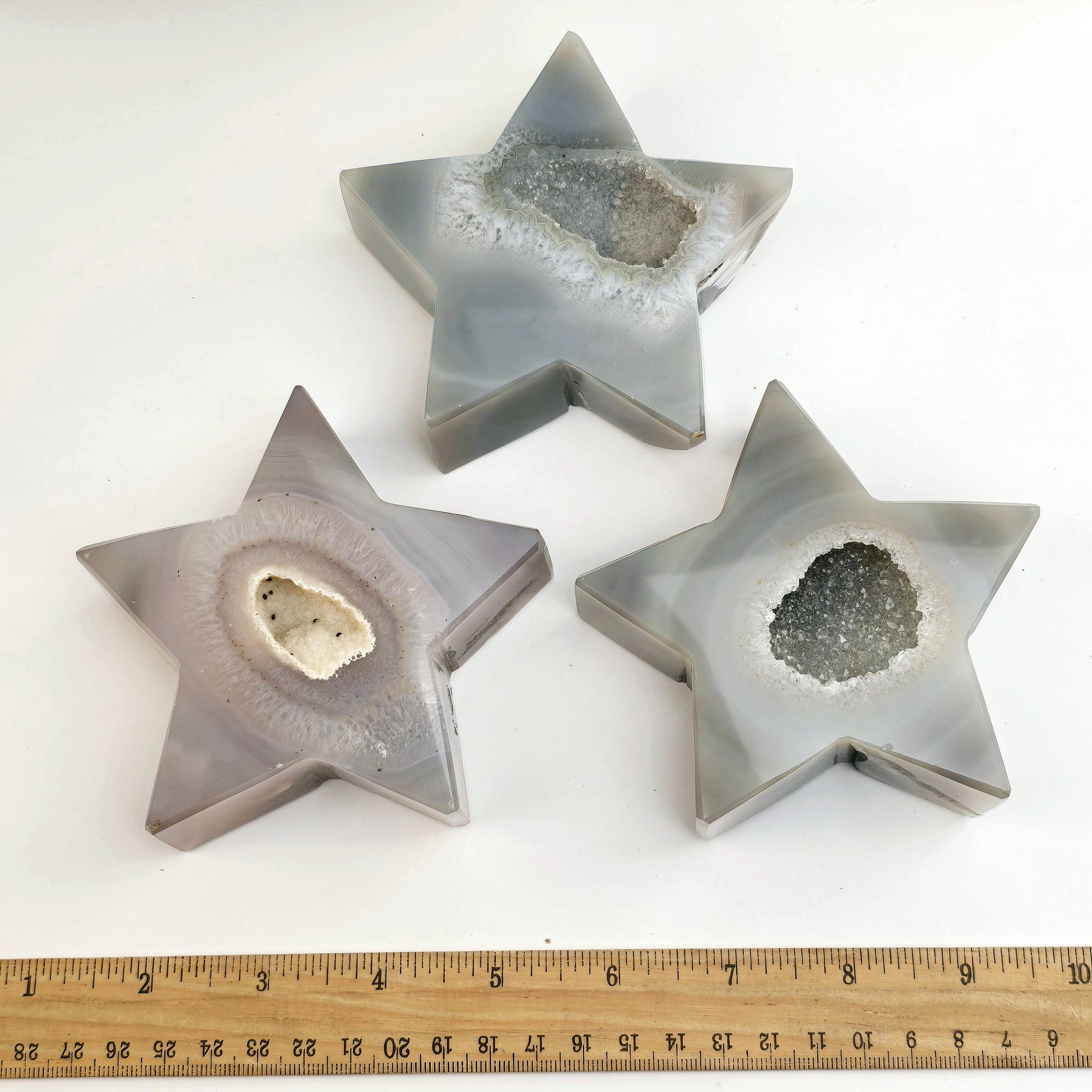 Natural Agate Druzy Crystal Star - You Choose all variants with ruler for size reference