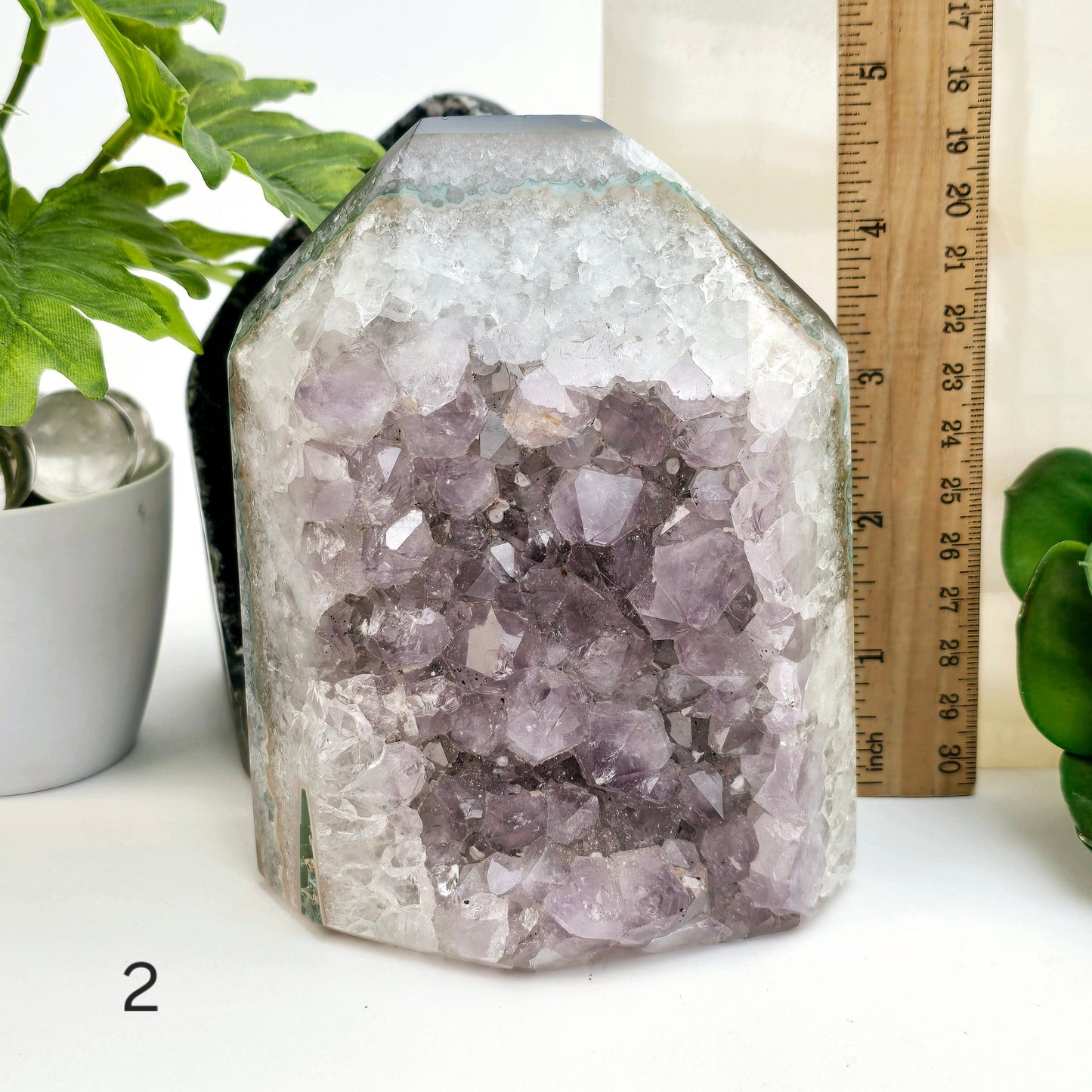 Agate Amethyst Polished Crystal Point - You Choose #2 variant 2 labeled with ruler for size reference