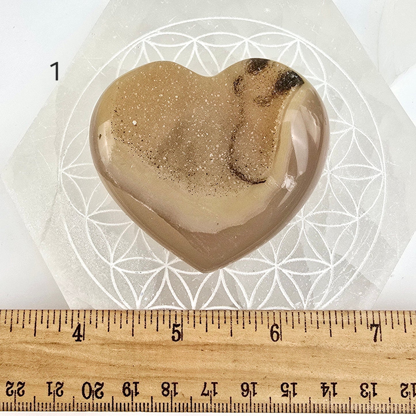 Agate Druzy Crystal Heart YOU CHOOSE Valentine's Day Gift Idea #2 variant 1 labeled with ruler for size reference