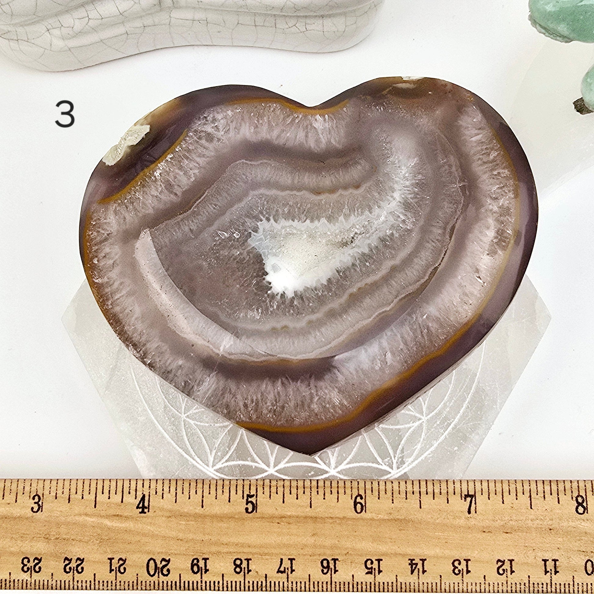 Agate Druzy Crystal Heart YOU CHOOSE Valentine's Day Gift Idea #2 variant 3 labeled with ruler for size reference