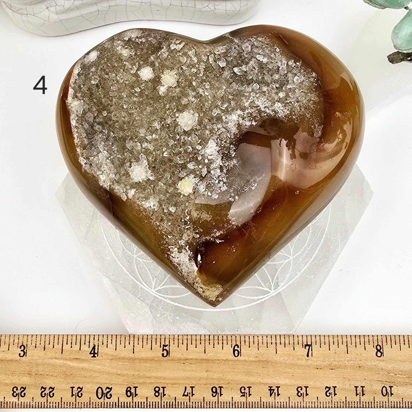 Agate Druzy Crystal Heart YOU CHOOSE Valentine's Day Gift Idea #2 variant 4 labeled with ruler for size reference