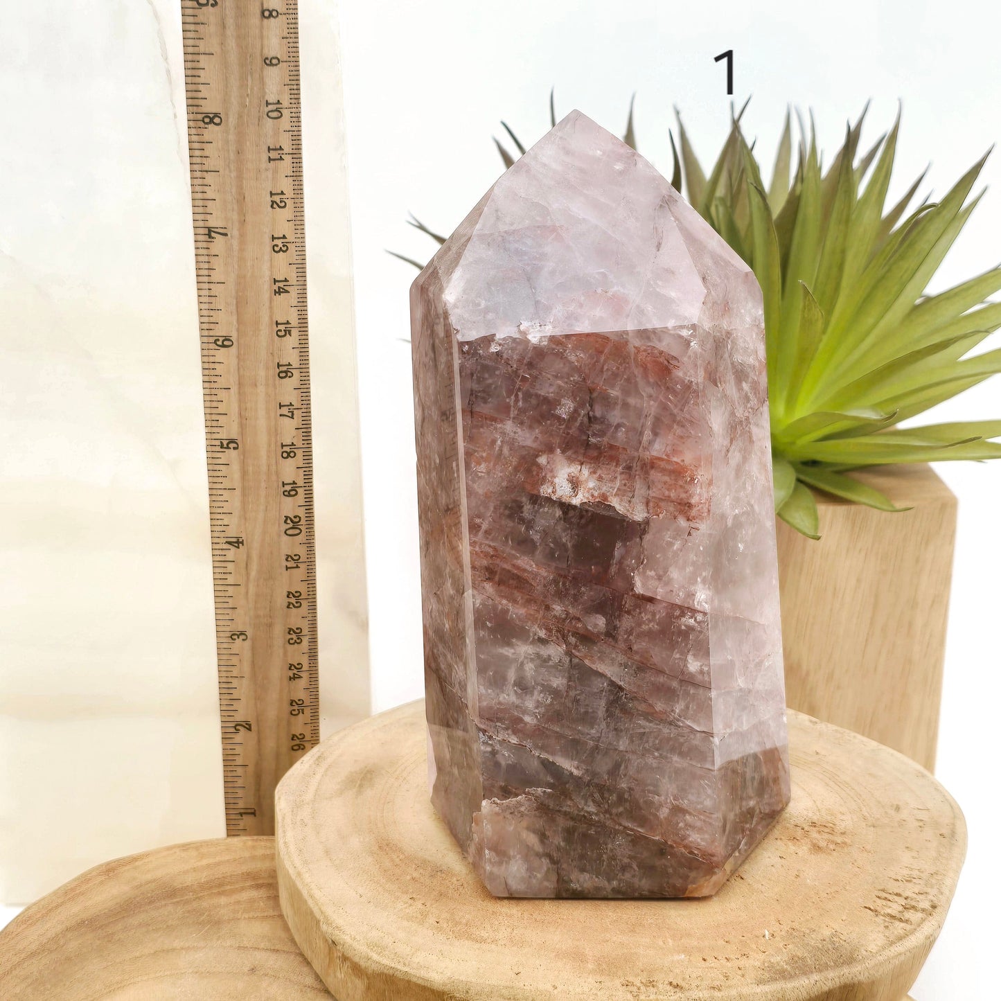 Hematoid Quartz Polished Crystal Point - You Choose variant 1 labeled with ruler for size reference