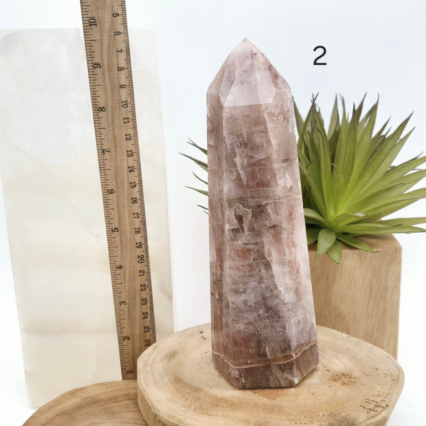 Hematoid Quartz Polished Crystal Point - You Choose variant 2 labeled with ruler for size reference