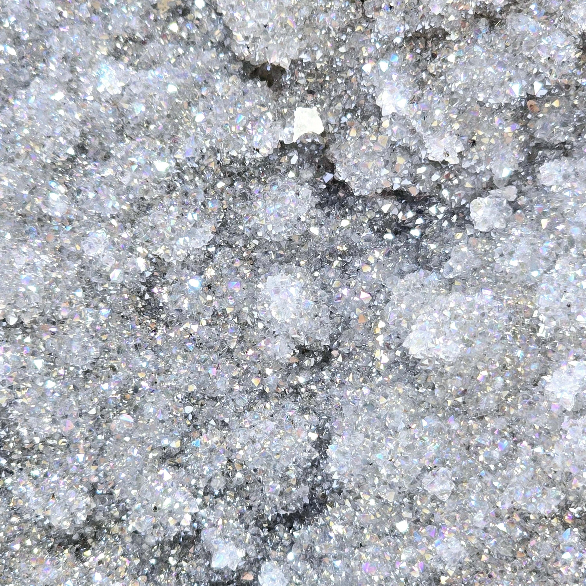 Angel Aura Amethyst Druzy Crystal Heart on Stand Valentine's Day Gift closeup for detail