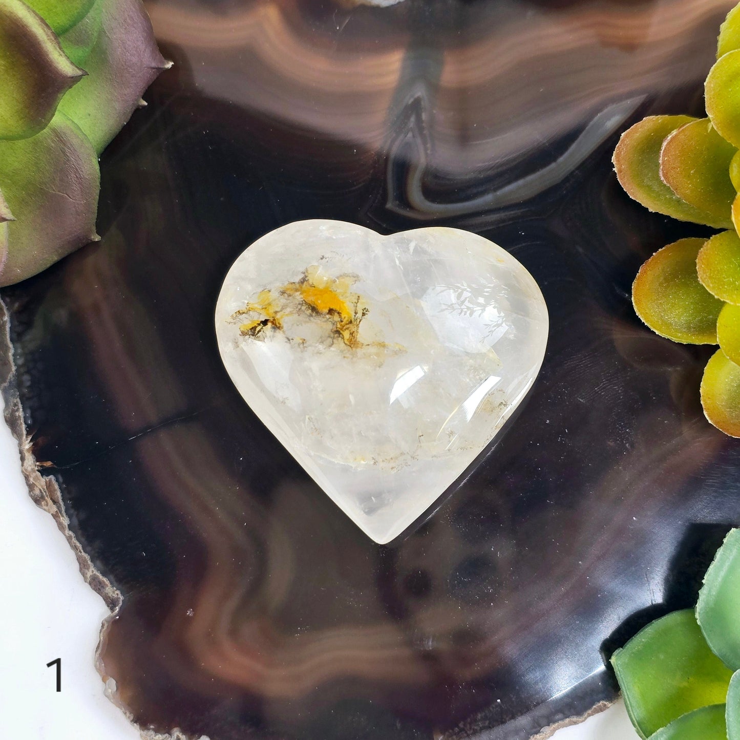 Golden Healer Small Polished Crystal Heart - You Choose #1 variant 1 labeled