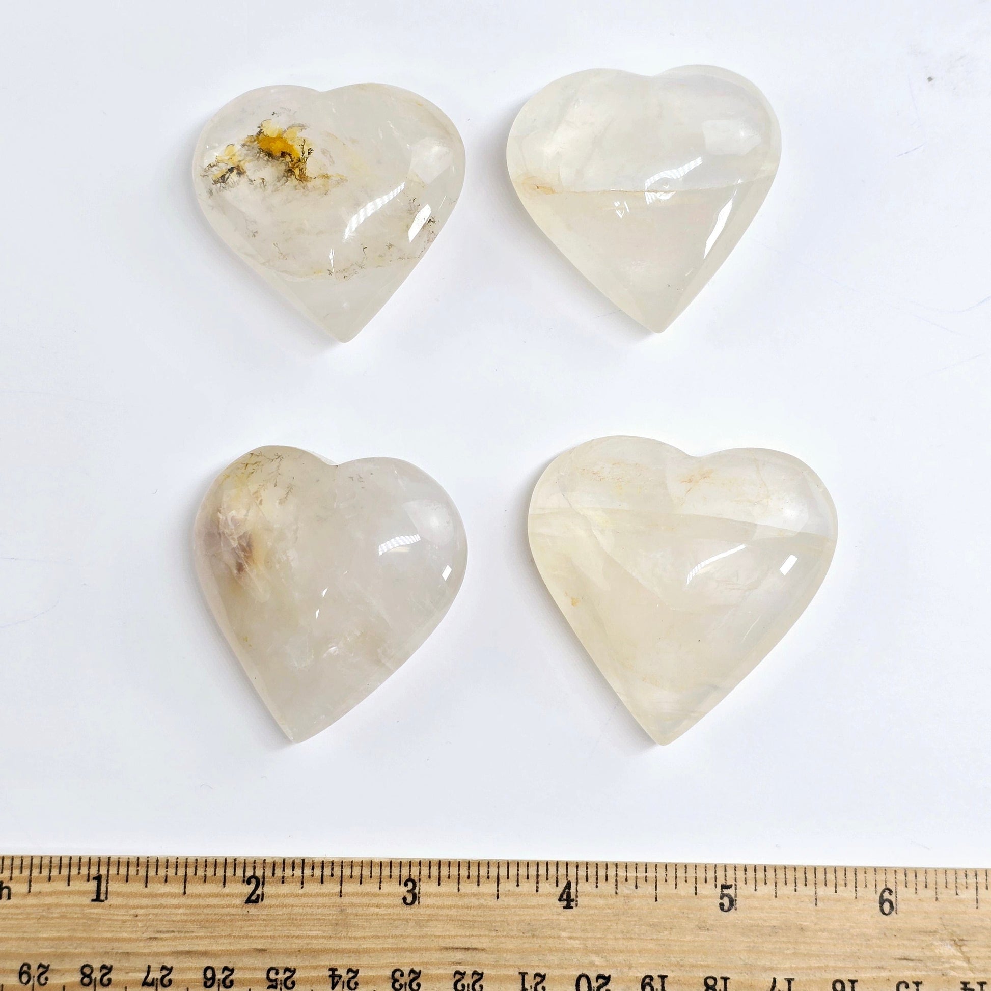 Golden Healer Small Polished Crystal Heart - You Choose #1 all variants with ruler for size reference