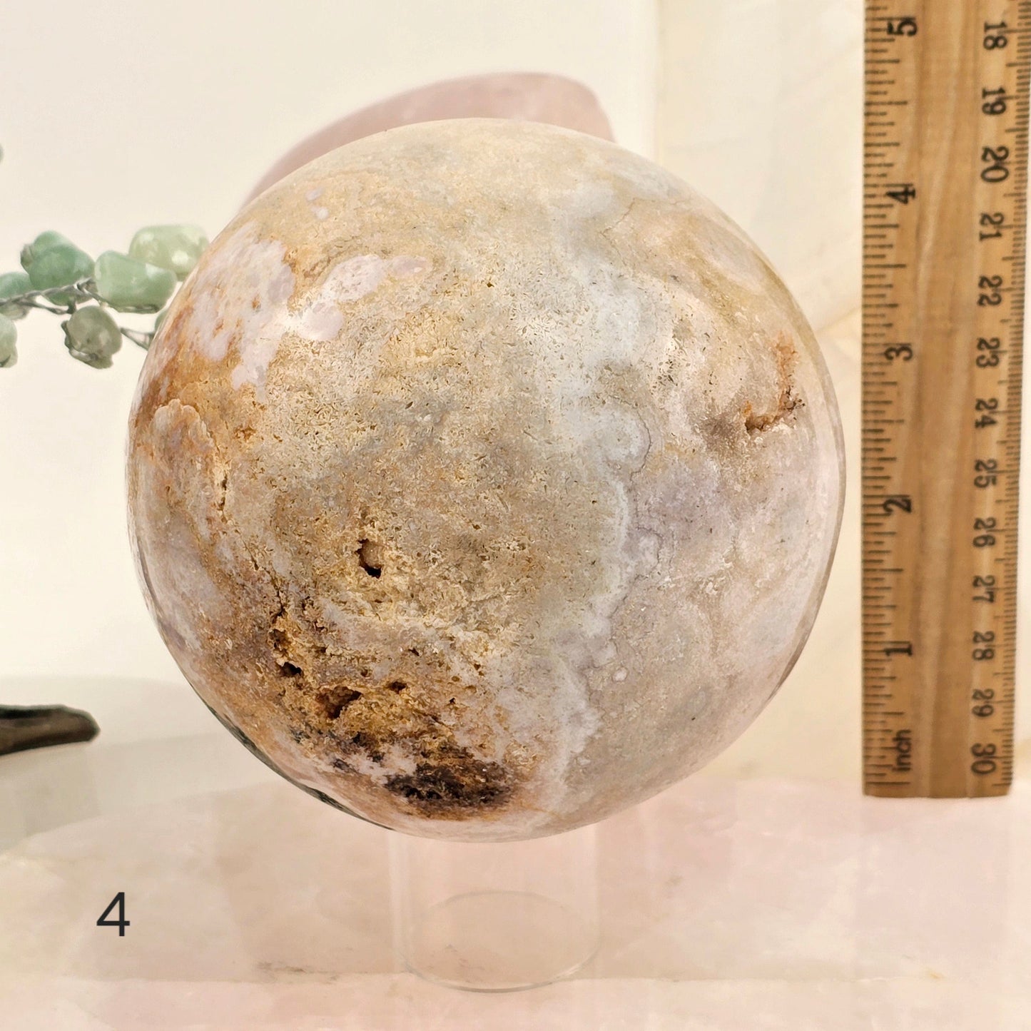 Pink Amethyst Polished Crystal Sphere - You Choose #1 variant 4 labeled with ruler for size reference