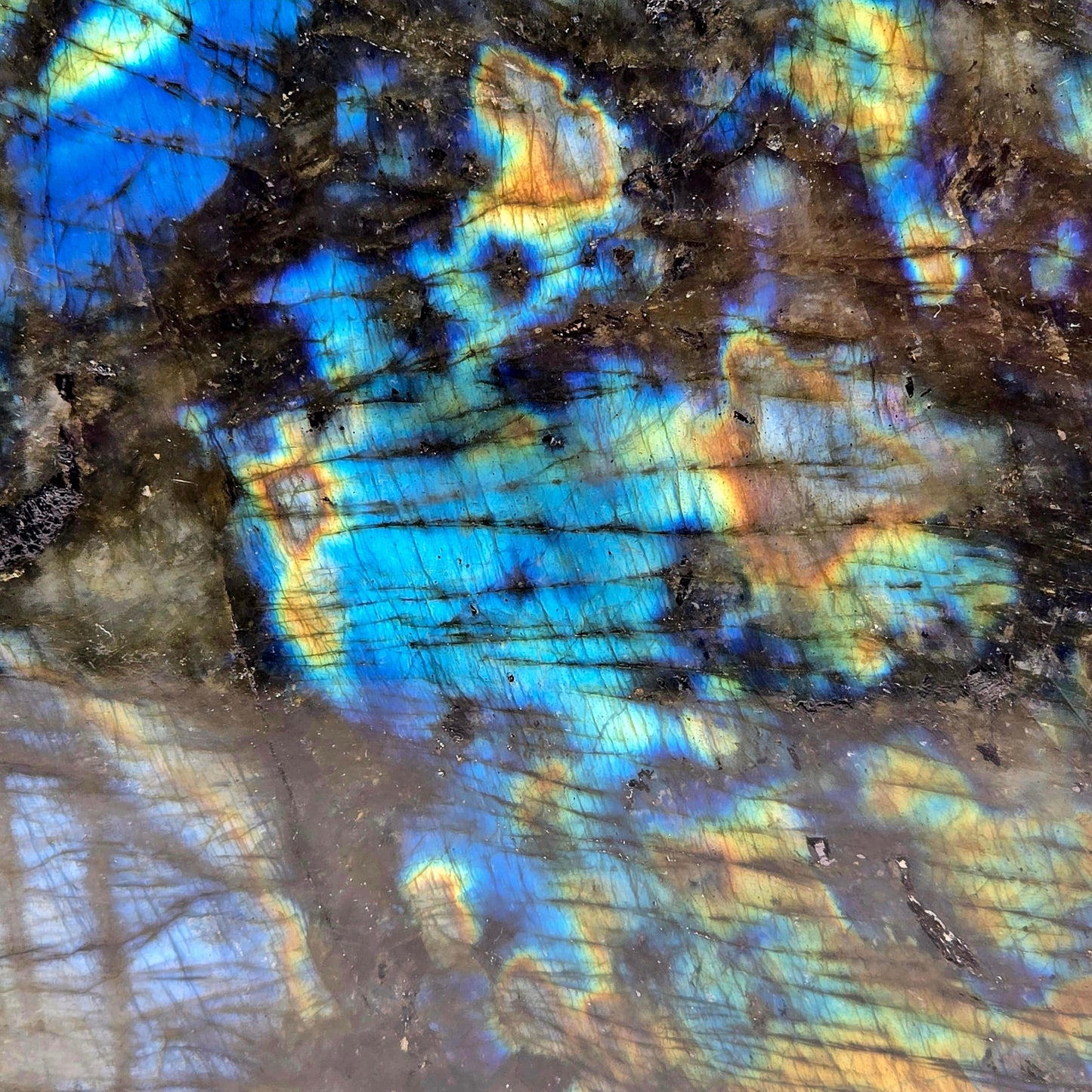 Labradorite Freeform Crystal Cut Base #2 closeup for detail