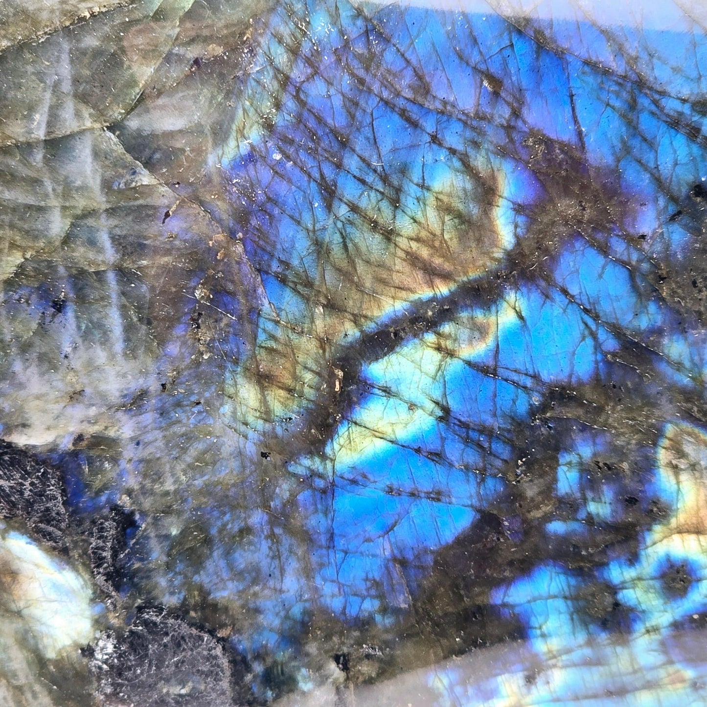 Labradorite Freeform Crystal Cut Base #2 - closeup for detail
