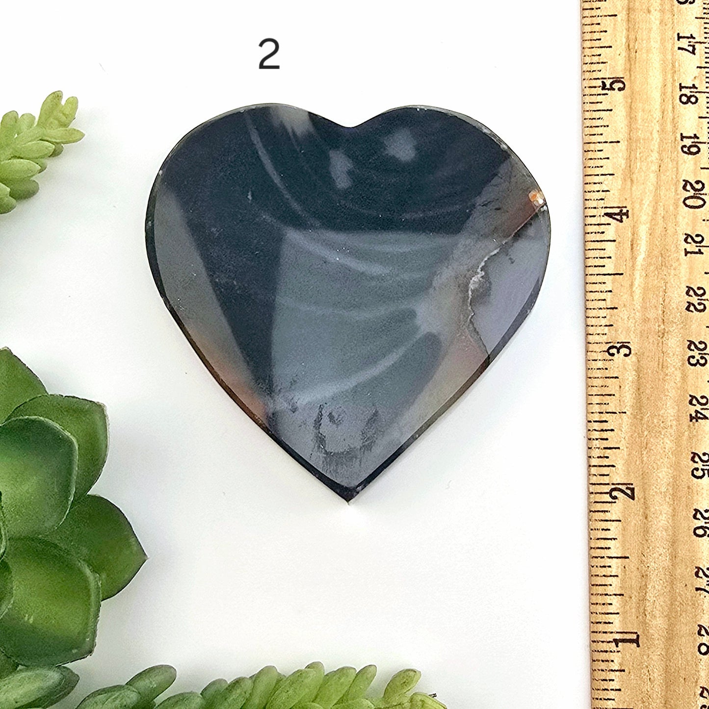 Agate Crystal Heart YOU CHOOSE Valentine's Day Gift Idea #3 variant 2 labeled with ruler for size reference