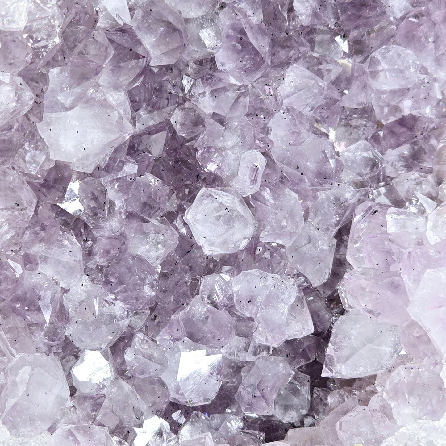 Amethyst - Large Crystal Cluster on Metal Stand #2 closeup for detail