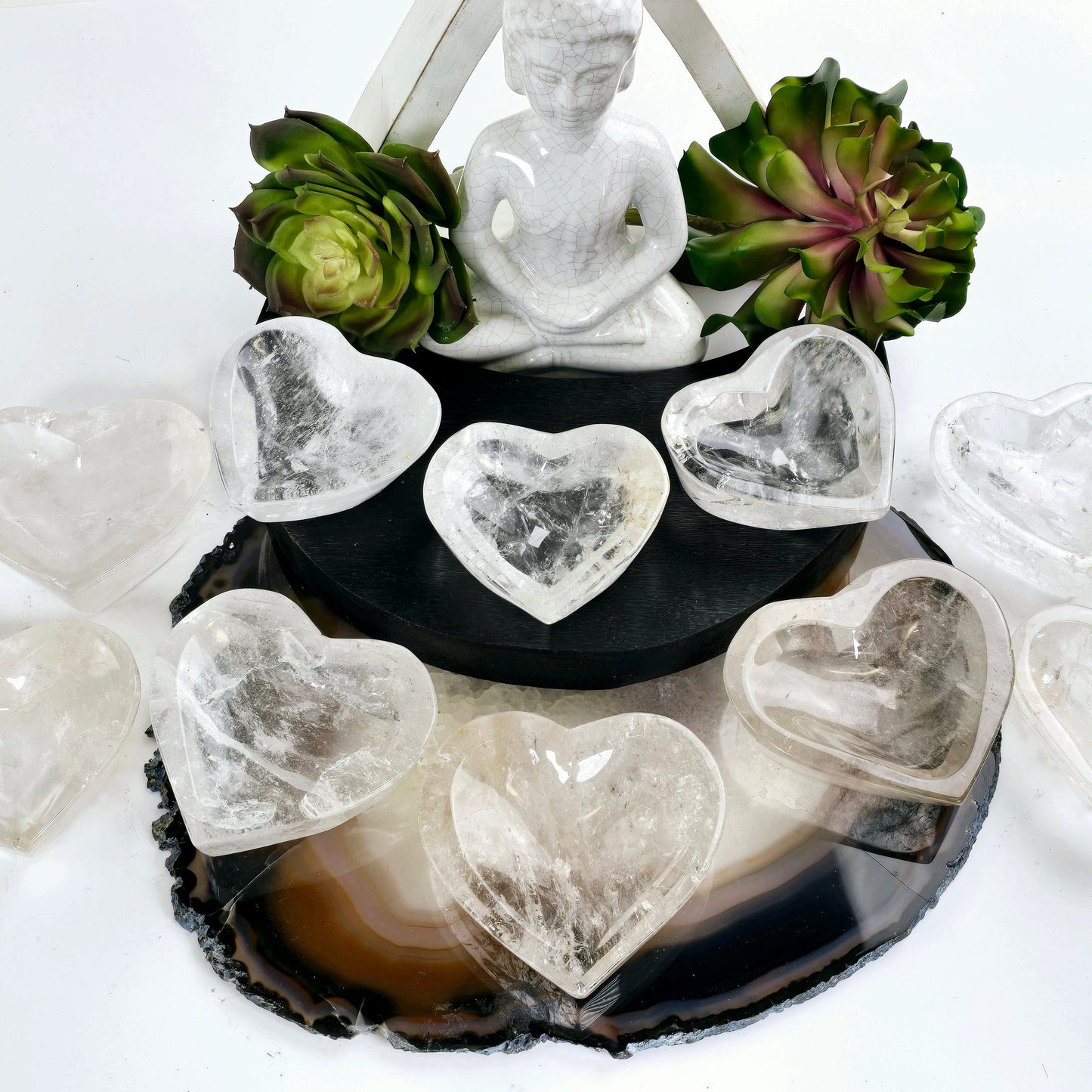 Crystal Quartz Heart Dish - You Choose #1 all variants top view