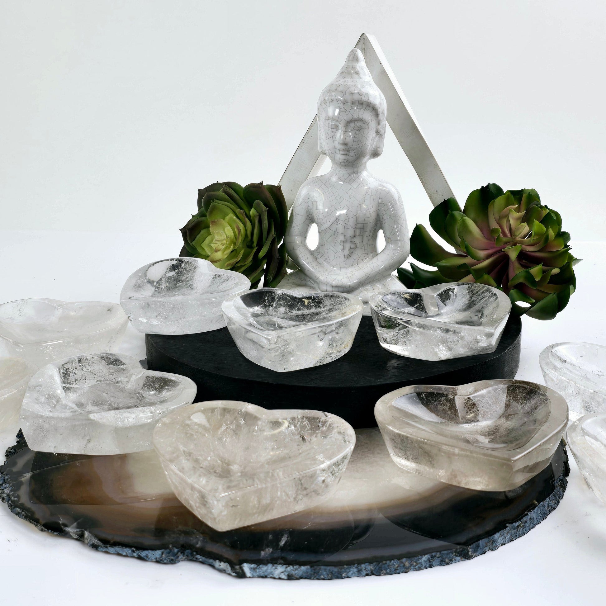 Crystal Quartz Heart Dish - You Choose #1 all variants side view