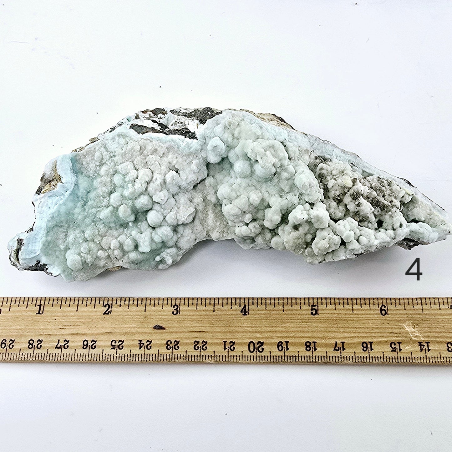 Blue Aragonite Crystal Cluster on Matrix - YOU CHOOSE #4 variant 4 labeled with ruler for size reference