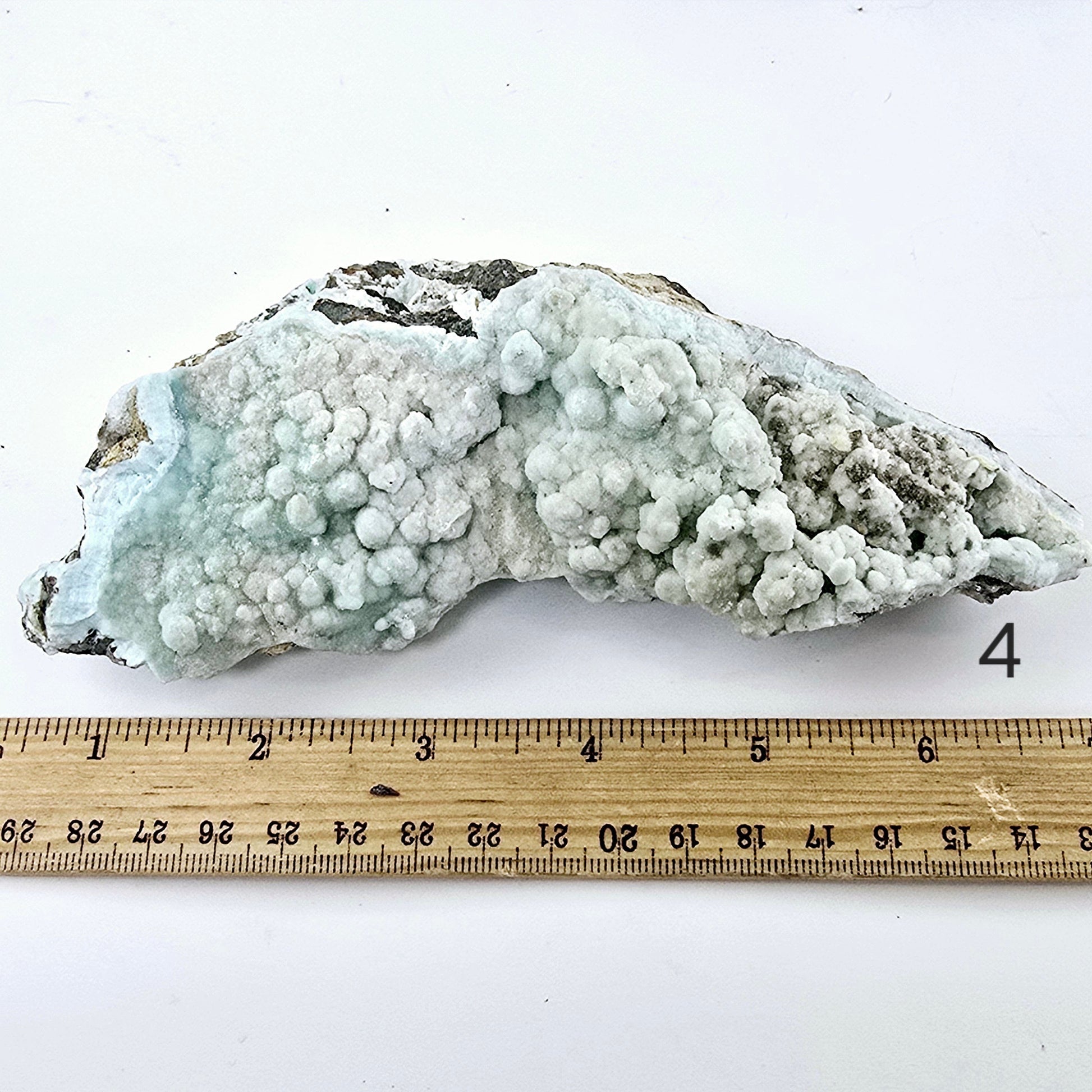 Blue Aragonite Crystal Cluster on Matrix - YOU CHOOSE #4 variant 4 labeled with ruler for size reference