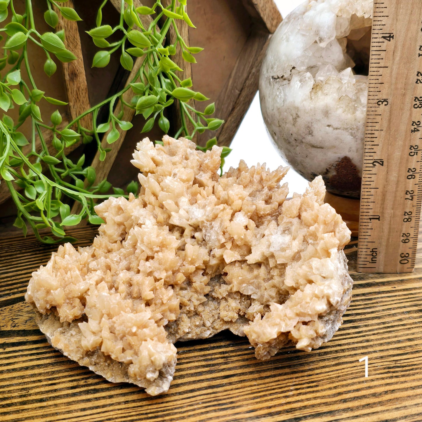  Calcite Crystal Cluster on Matrix - You Choose #1 variant 1 labeled with ruler for size reference