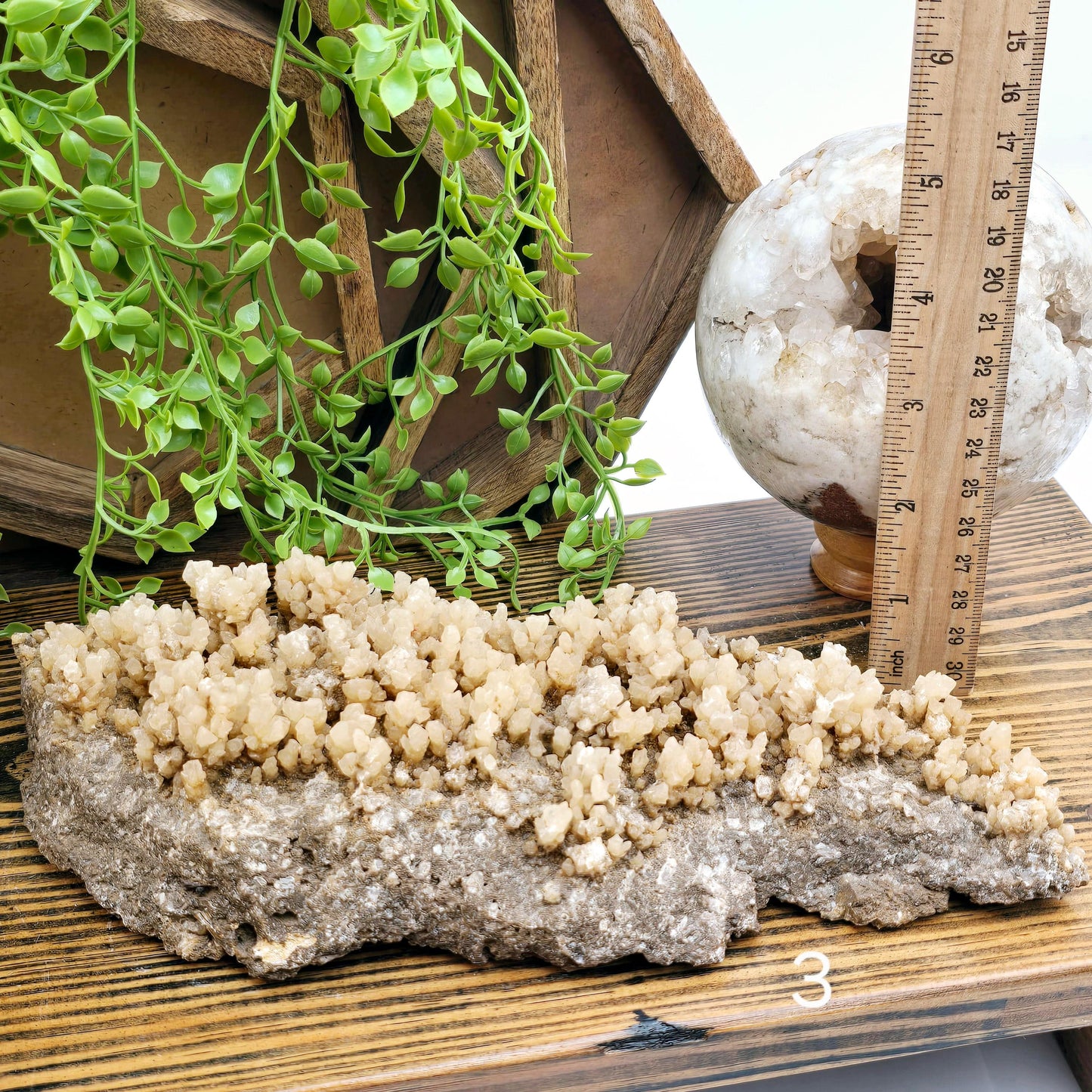  Calcite Crystal Cluster on Matrix - You Choose #1 variant 3 labeled with ruler for size reference