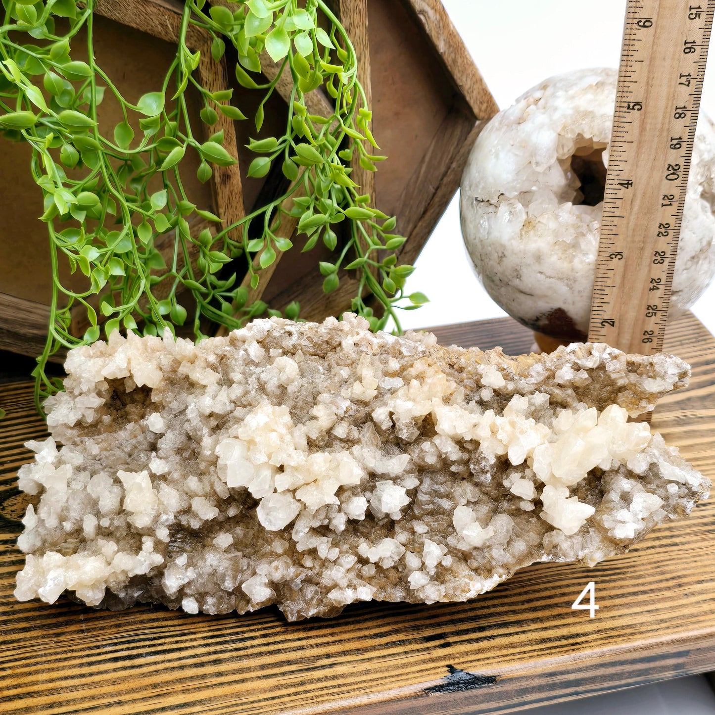  Calcite Crystal Cluster on Matrix - You Choose #1 variant 4 labeled with ruler for size reference