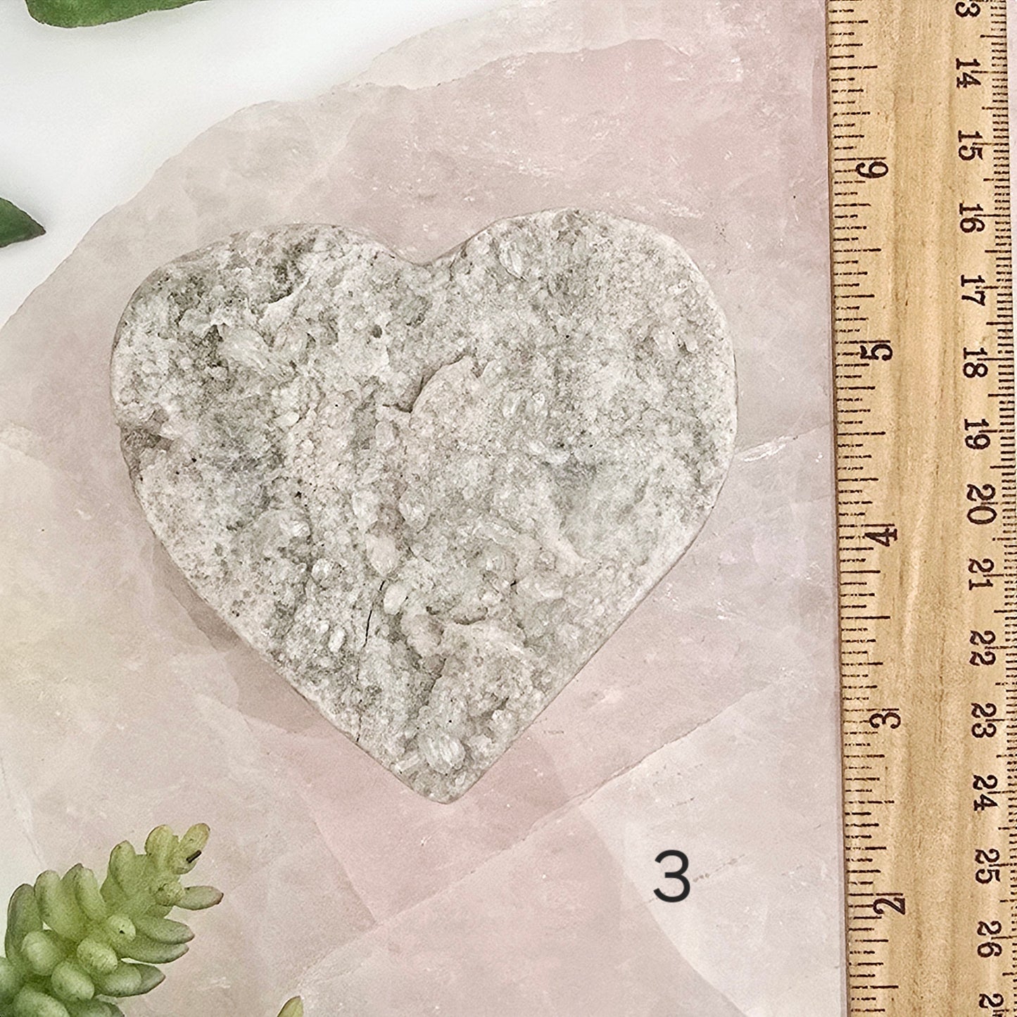 Crystal Quartz Cluster Polished Heart - You Choose #1 variant 3 labeled with ruler for size reference