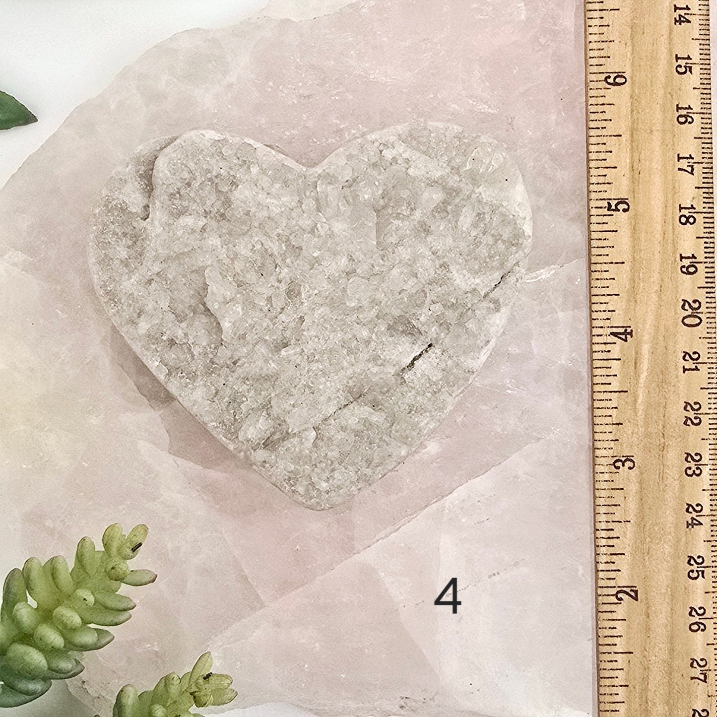 Crystal Quartz Cluster Polished Heart - You Choose #1 variant 4 labeled with ruler for size reference