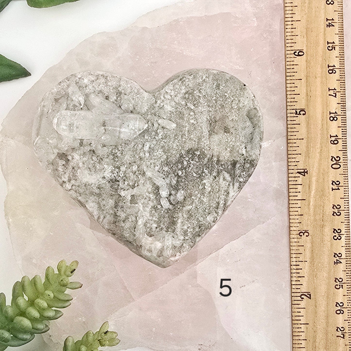 Crystal Quartz Cluster Polished Heart - You Choose #1 variant 5 labeled with ruler for size reference