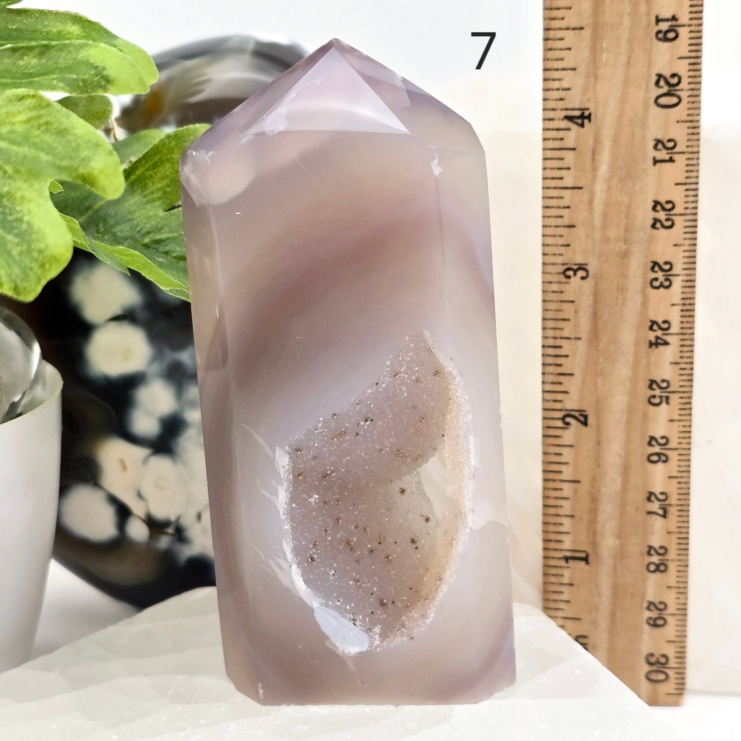 Agate Druzy Geode Polished Crystal Point - You Choose #3 variant 7 labeled with ruler for size reference