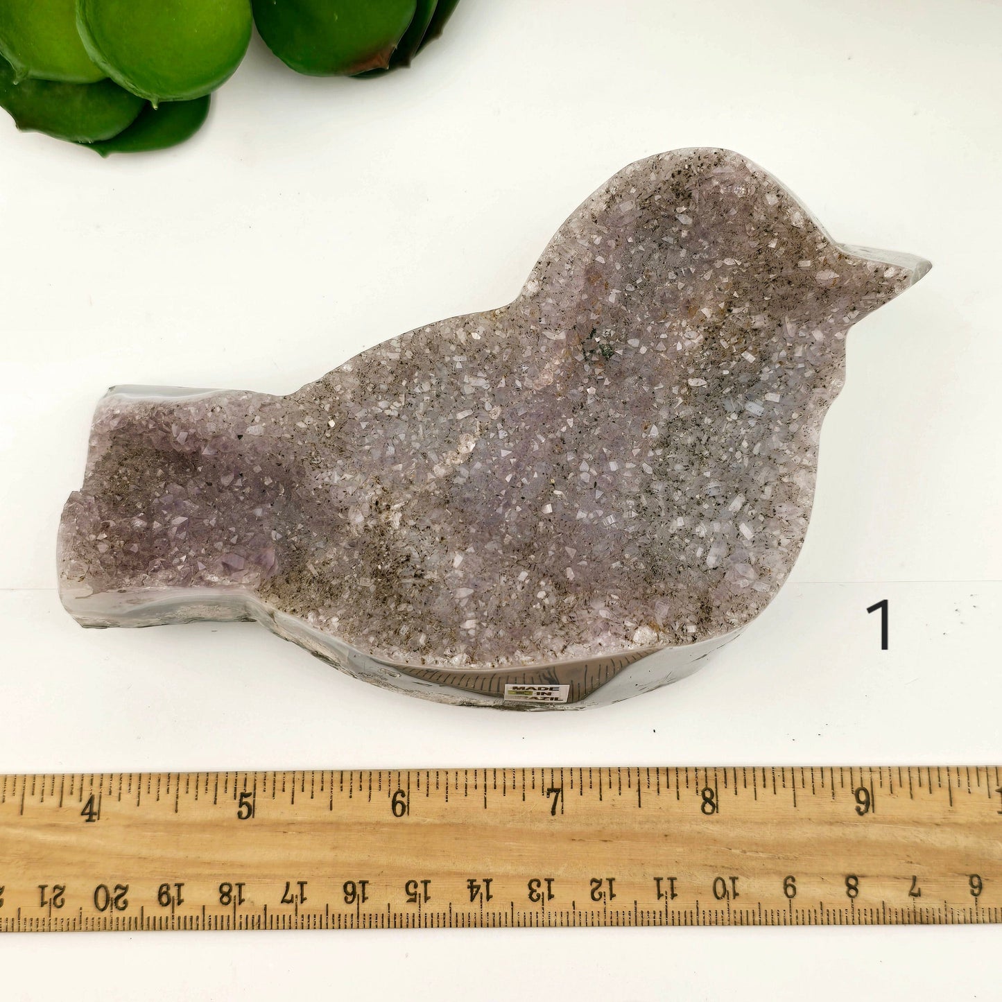 Agate Amethyst Cluster Polished Crystal Bird - You Choose variant 1 labeled with ruler for size reference