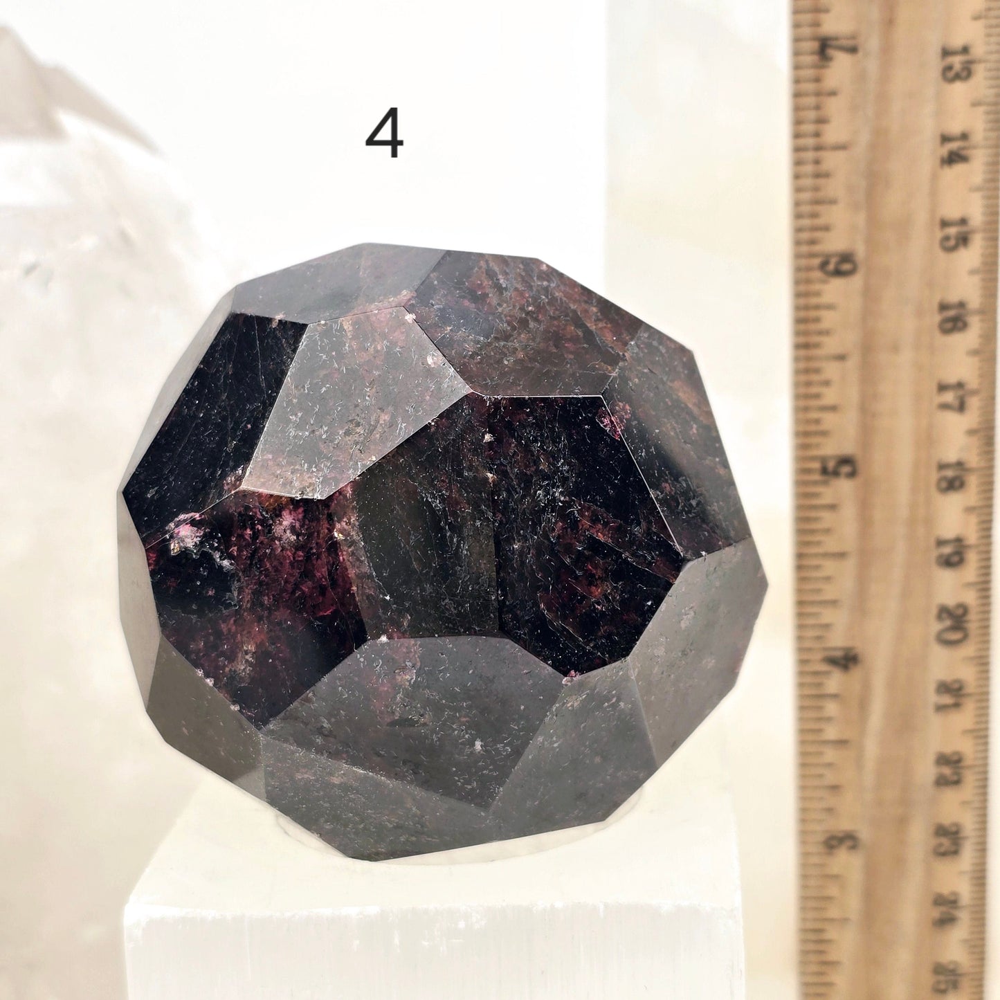 Garnet - Giant Faceted Garnet Crystal Sphere - You Choose variant 4 labeled with ruler for size reference